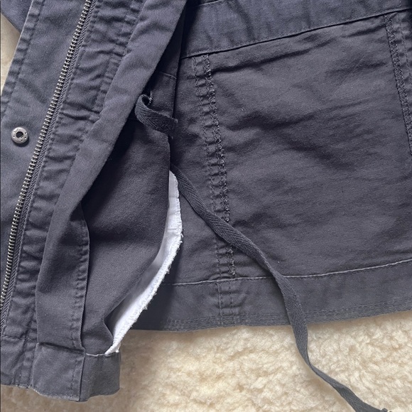 Lane Bryant cotton military style jacket with cinch drawstring sparkle EUC - Picture 10 of 11